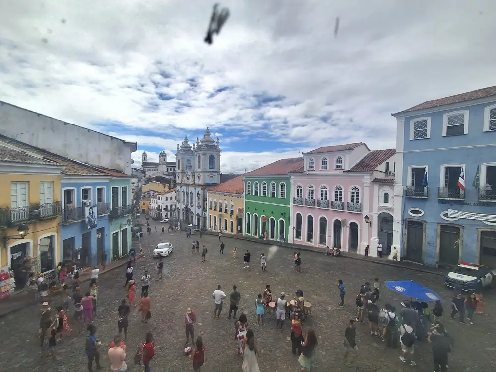 Colourful colonial houses around the square of Pelourinho in Salvador, Bahia
